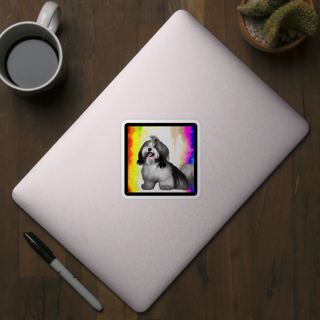 Lhasa Apso Dog Rainbow Painting by KayBee Gift Shop